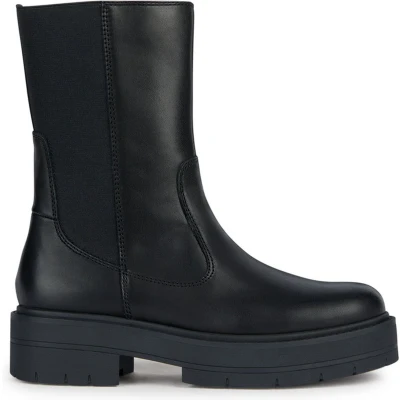 Afbeelding van Geox Spherica Enkellaarsjes met plateauzool, Dames, Maat: 38, Black Leer