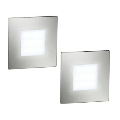 Afbeelding van ledscom.de FEX LED trapverlichting vierkant 8,5 x cm, 230 V, koud wit, 2 stuks
