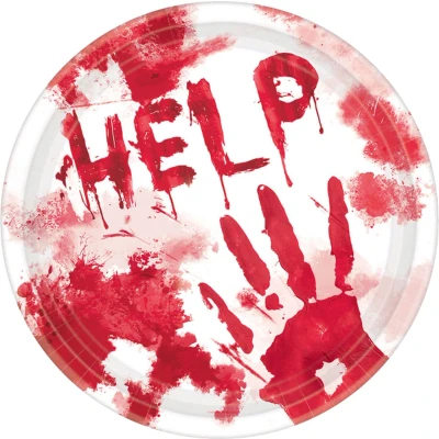 Afbeelding van Borden bebloede hand HELP 8 stuks