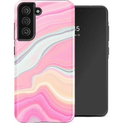 Afbeelding van Selencia Hoesje Geschikt voor Samsung Galaxy S21 FE Vivid Backcover Pastel Lipstick Marble