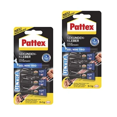 Afbeelding van Pattex Ultra Mini Trio, 6 x 1 g tube extra sterk en flexibel, secondelijm gel voor bijv. rubber, leer, hout, 9H PSMG3X St, neutraal