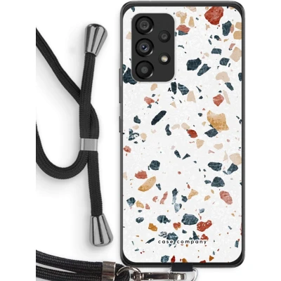 Afbeelding van Case Company® hoesje met Koord geschikt voor Samsung Galaxy A53 5G Terrazzo N4 Telefoonhoesje Zwart Bescherming aan alle Kanten en Over de Schermrand