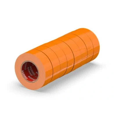 Afbeelding van ERKO Set van 8 oranje pvc isolatietape 19 mm x 20 m Voor het repareren elektrische kabels Zeer flexibel met sterke hechting Chemisch bestendig Waterdicht