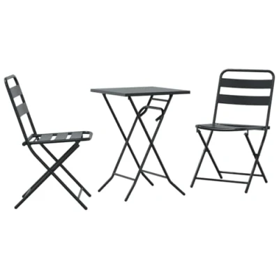 Afbeelding van vidaXL 3 delige Vouw Bistro Set in Anthraciet Staal