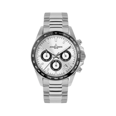 Afbeelding van Jacques Lemans Liverpool Chronograaf, Heren, Maat: One Size, Steel white