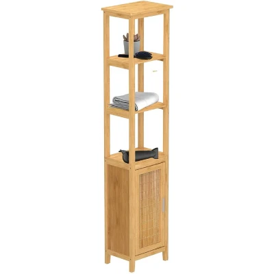 Afbeelding van EISL BAMBOE Hoge Kast met 3 vakken en Deur Duurzaam (B x H D) ca. 40 190 30 cm