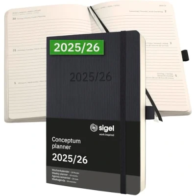 Afbeelding van SIGEL C2606 Weekalender Conceptum 2025/2026, ca. A5, zwart