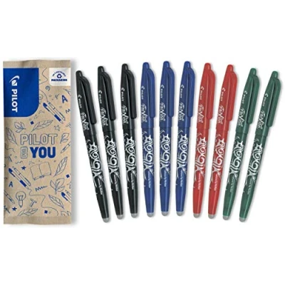 Afbeelding van PILOT PAK VAN 10 FRIXION BALL 0,7 UITWISBARE PEN MEDIUM KLEURASSORTIMENT 3 BLAUW, 2 ROOD, GROEN, ZWART