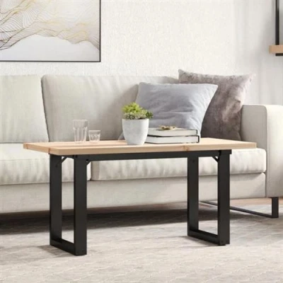 Image de vidaXL Table basse cadre en O 90x40x45,5cm bois de pin massif et acier3282730