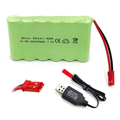 Afbeelding van Gecoty® Oplaadbare Ni MH AA 7,2 V 2400 mAh batterij met oplaadkabel (JST stekker)