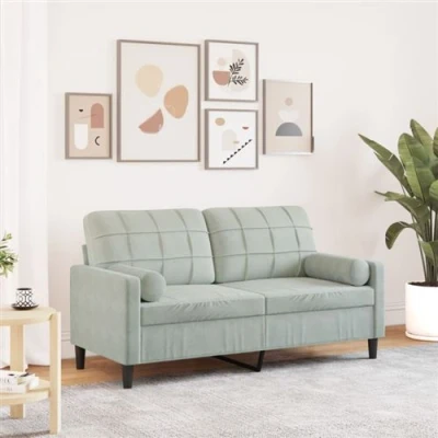 Image de vidaXL Canapé 2 places avec oreillers gris clair 140 cm velours3278219