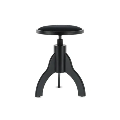 Afbeelding van GEWA Deluxe pianostoel (massief houten constructie, ronde zitting, drie gevormde poten, diameter 35 cm, metalen schacht, hoogte 45 60 cm), mat zwart