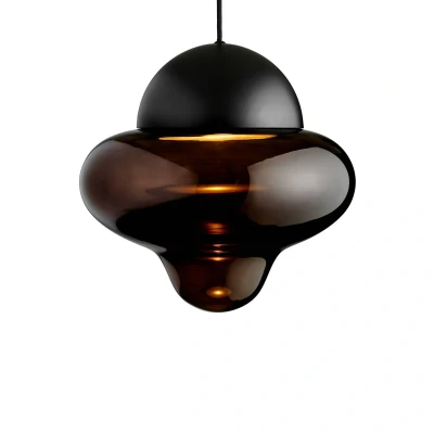 Afbeelding van Hanglamp Nutty XL, bruin/zwart, Ø 30 cm, glas