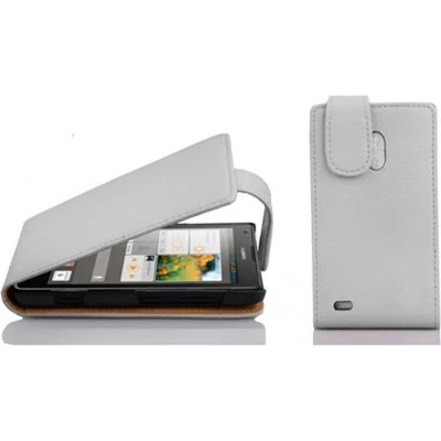 Afbeelding van Cadorabo Hoesje geschikt voor Huawei ASCEND G700 in MAGNESIUM WIT Beschermhoes flip design Case Cover van getextureerd imitatieleer