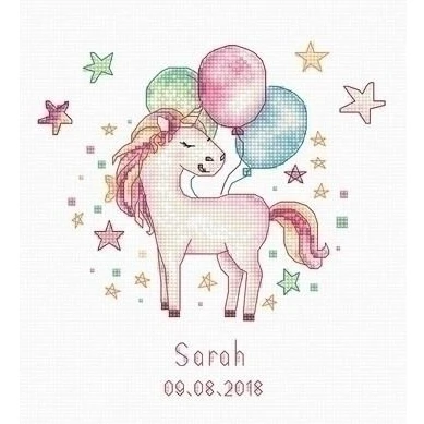 Afbeelding van Luca S borduurpakket geboorte Unicorn b1149