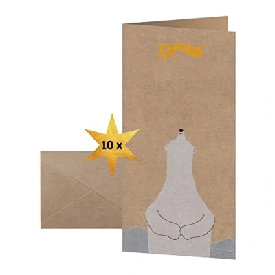 Afbeelding van SIGEL DS078 Kerstkaarten &quot;Polar Bear with Shooting Star&quot;, DL, 10 kaarten