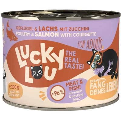 Afbeelding van 6x200g Lucky Lou Adult Gevogelte &amp; Zalm nat kattenvoer