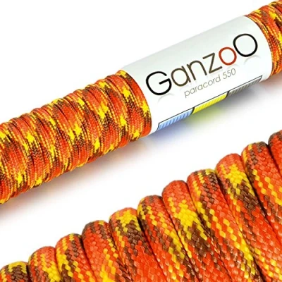 Afbeelding van Ganzoo Paracord 550 touw voor armband, lijn, ketting, nylon/polyester touw, 31 meter, fire