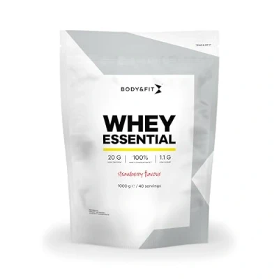 Afbeelding van Body &amp; Fit Whey Essential Eiwitpoeder Aardbei Proteine Poeder Protein 40 shakes (1000 gram)