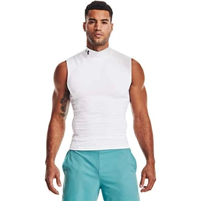 Afbeelding van Under Armour TANK COMP MOCK Sleeveless Top, Heren, Maat: Small, White