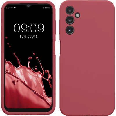 Afbeelding van kwmobile telefoonhoesje geschikt voor Samsung Galaxy A14 5G Hoesje met siliconen coating Smartphone case in donkerroze