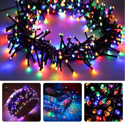 Afbeelding van Cheqo® Kerstverlichting Kerstboomverlichting Kerstlampjes 400 LED 6M Voor Binnen en Buiten Timer 8 Lichtfuncties Lang Snoer Multicolor Clusterverlichting Sfeerverlichting Feestverlichting Veelkleurig