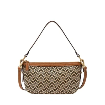 Afbeelding van Fossil Mooie bruine leren of suède crossbody tas voor dames, bruin