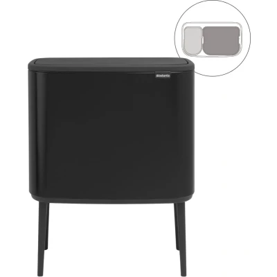 Afbeelding van Brabantia Bo Touch Bin Recyling Duo Prullenbak Met Deksel Op Pootjes 11 + 23 Liter Zwart