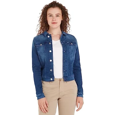 Afbeelding van Tommy Jeans Vivianne SLIM Trucker Spijkerjas, Dames, Maat: Large, Denim