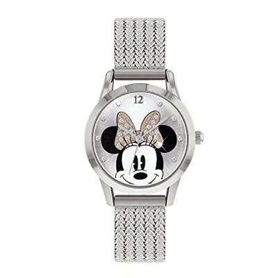 Afbeelding van Disney Klassiek analoog kwartshorloge voor dames met roestvrijstalen Armband MN8008, zilver/zwart/wit,