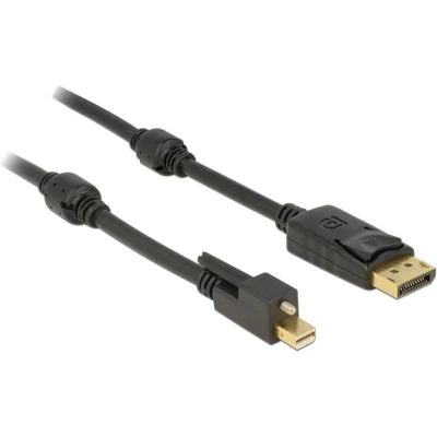 Afbeelding van Mini DisplayPort (met schroef) kabel versie 1.2 (4K 60 Hz) / zwart 2 meter