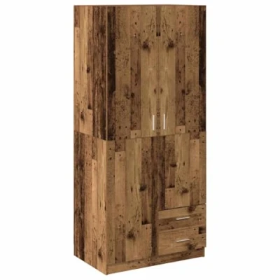 Afbeelding van vidaXL Kledingkast 80x52x180 cm bewerkt hout oud houtkleurig