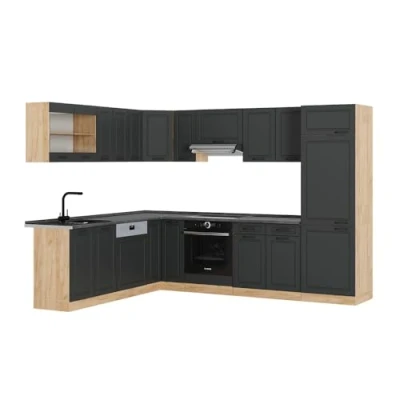 Afbeelding van Vicco Hoekkeuken R Line, Antraciet landhuis/gouden eik, 227 x 287 cm , WB