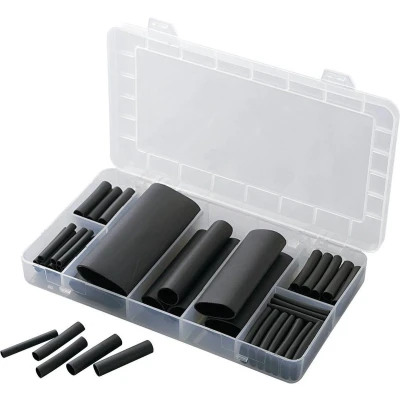 Afbeelding van TRU COMPONENTS 1566305 Krimpkous assortiment Zwart Krimpverhouding:3:1 52 onderdelen