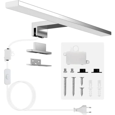Afbeelding van Aogled Led spiegellamp met schakelaar, 40 cm, 10 W, koud wit, 6500 K, 820 lm, IP44 waterdicht, 230 V, klasse II