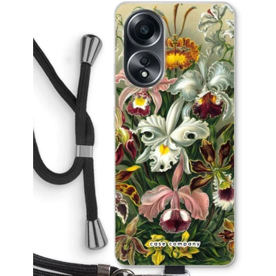 Afbeelding van Case Company® hoesje met Koord geschikt voor Oppo A58 4G Haeckel Orchidae Telefoonhoesje Zwart Bescherming aan alle Kanten en Over de Schermrand