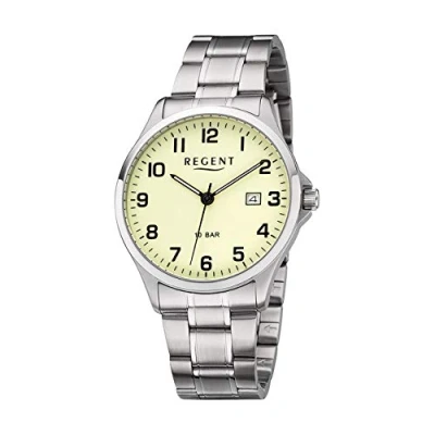 Afbeelding van Regent F 1192 Herenhorloge, roestvrij staal, analoog, kwarts, stalen armband