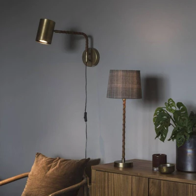 Afbeelding van PR Home wandlamp Nora, metaal, antiek messing, diepte 38 cm