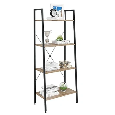 Afbeelding van Rootz Stand Shelf Organizer Boekenkast Opbergrek Display Unit Rekkensysteem Zwart en licht eiken 60x35x148 cm