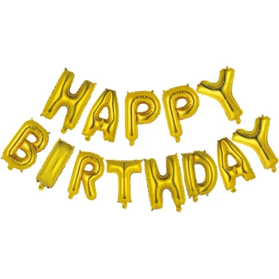 Afbeelding van Folie Letter ballon &#039;Happy Birthday&#039; Goudkleurig.