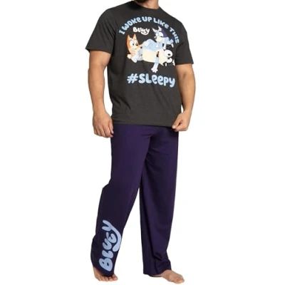 Afbeelding van Bluey Herenpyjama Bingo Nachtkleding voor heren Pyjama&#039;s met korte mouwen, Blauw, L