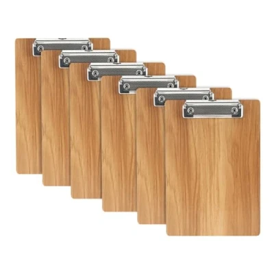 Afbeelding van Set van 6 A5 klemborden hout met lage profielklem, klembord hardhout
