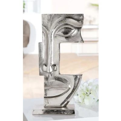 Afbeelding van Casablanca Big Lips sculptuur aluminium zilver antieke afwerking gezicht H 40 cm B 21 D 9 kunstdecoratie, woonaccessoire, cadeau