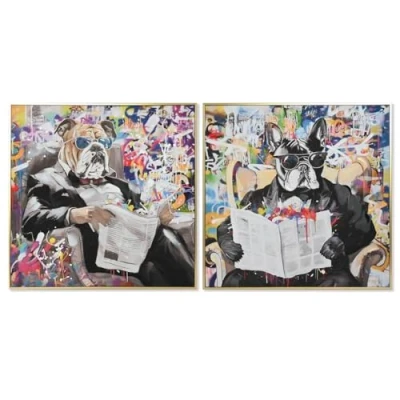 Afbeelding van Schilderij Home ESPRIT polyestyreen Canvas Modern Hond 82,5 x 3,5 cm (2 Stuks)