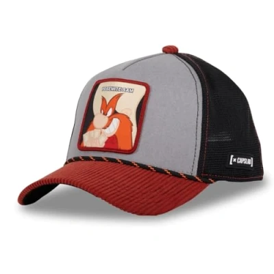 Afbeelding van Yosemite Sam pet voor dames en heren, Looney Tunes Trucker Cap, grijs.