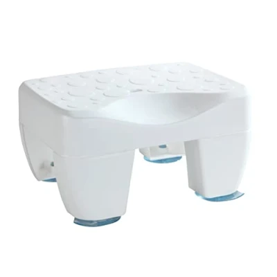 Afbeelding van WENKO Secura Antislip badkruk met gestructureerd oppervlak van robuust kunststof, belastbaar tot 150 kg, waterafvoer, 40 x 21 31 cm, wit