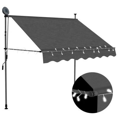 Afbeelding van Luifel handmatig uitschuifbaar met LED 150 cm antracietkleurig