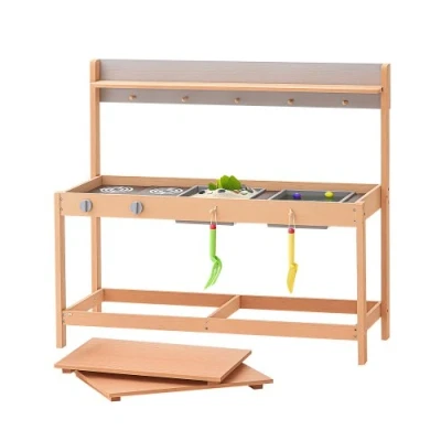 Image de VEVOR Cuisine de boue en bois jouet extérieur pour tout petits 100 cm avec évier