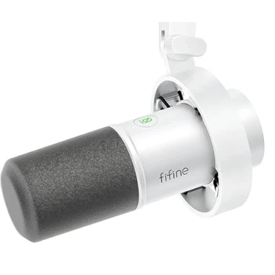 Afbeelding van FIFINE XLR Studio Microphone Dynamique pour podcasting, Gaming USB PC Mac PS4/5, Microphones Cardioïdes enregistrement vocal, jeu, streaming Blanc
