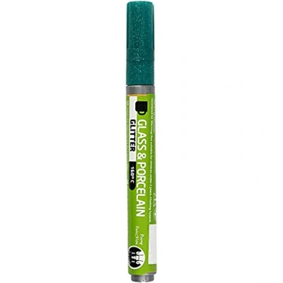 Afbeelding van Creotime Verfstift Glas &amp; Porselein Glitter Donkergroen